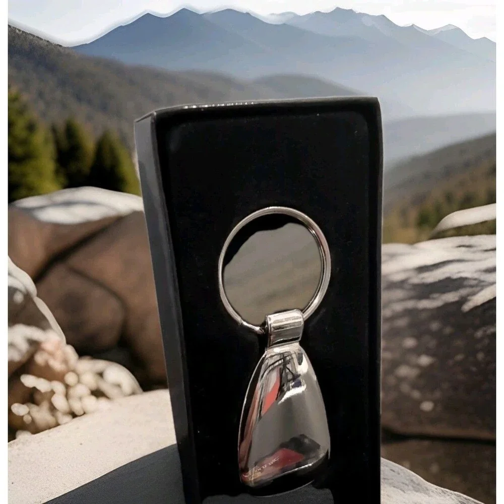 JEEP WRANGLER BLACK/CHROME TEARDROP KEY CHAIN RING OFFICIALLY LICENSED MOPAR NEW